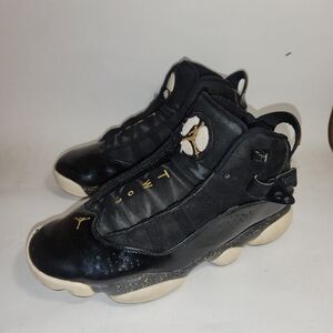 Nike Air Jordan 6 Rings Black Metalic Gold 322992-007 Basketball Shoes 8.5